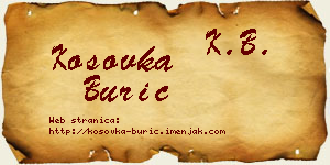 Kosovka Burić vizit kartica